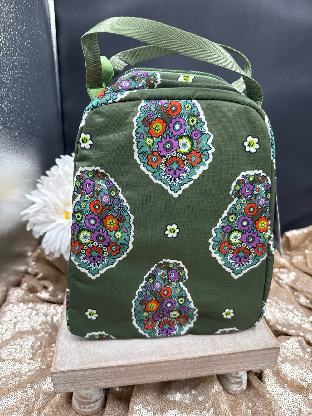 Vera Bradley Insulated Lunch Bag Kew Gardens Green Floral Tote NWT